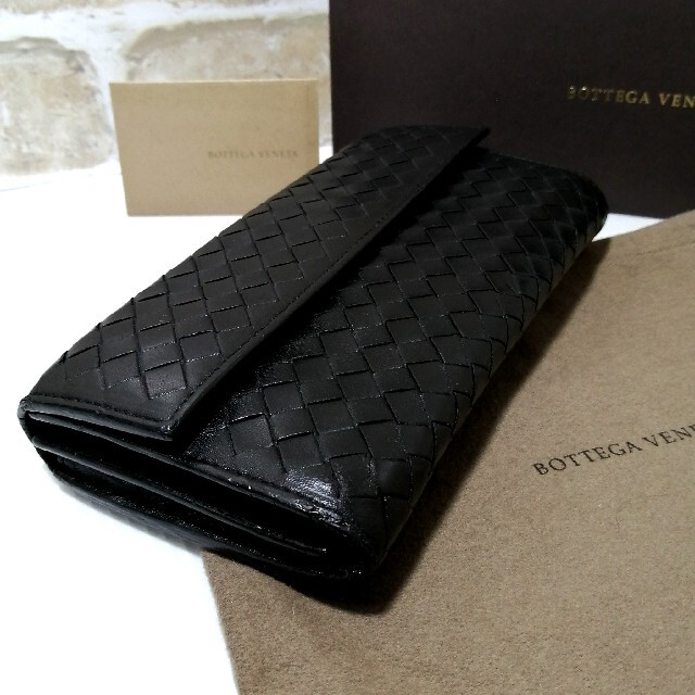 Bottega Veneta(ボッテガヴェネタ)の★BOTTEGA VENETA★長財布 イントレチャート ブラック USED美品 レディースのファッション小物(財布)の商品写真