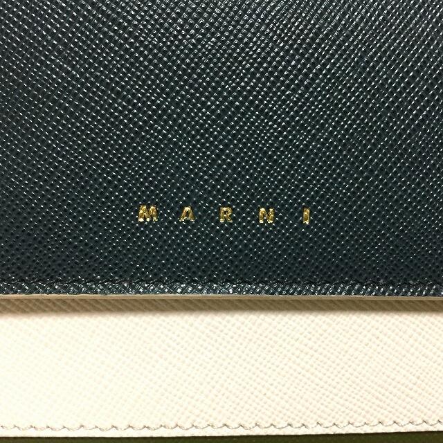マルニ 財布 - カーキ×ブルーグリーン×白