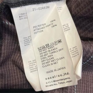 sacai サカイ チェック 半袖シャツ サイズ2 ブラック　美品