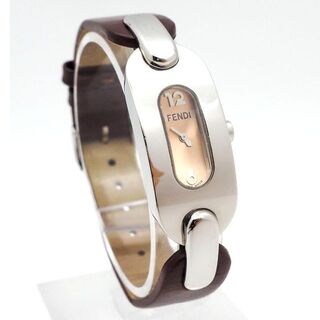 フェンディ(FENDI)の《美品》FENDI 腕時計 ピンクゴールド レザー サファイアクリスタル スイス(腕時計)