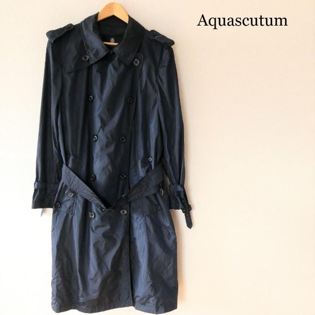 【新品、本物、当店在庫だから安心】ジャケット/アウター欲しいの 良品 アクアスキュータム ナイロン ロング丈 トレンチ