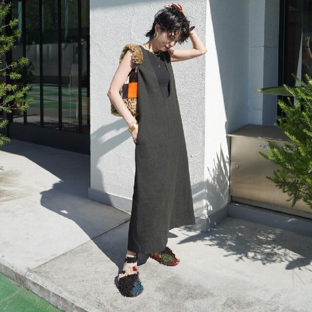 シルバー金具 MECRE 完売品 ヘリンボーンノースリ2wayワンピース