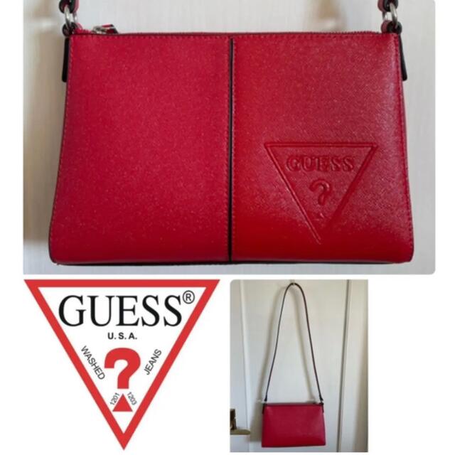 GUESS(ゲス)のゲス　ハンドバッグ ショルダーバッグ　GUESS  赤　バッグ レディースのバッグ(ショルダーバッグ)の商品写真
