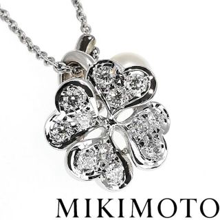 ミキモト(MIKIMOTO)のミキモト MIKIMOTO K18WG パール ダイヤモンド ネックレス(ネックレス)