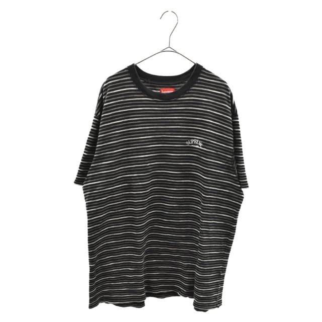 SUPREME シュプリーム 19SS Stripe Thermal S/S Top ロゴ刺繍 ボーダー サーマル 半袖Tシャツ ブラック