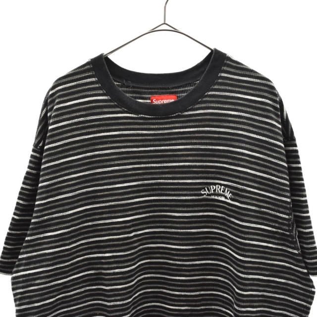 SUPREME シュプリーム 19SS Stripe Thermal S/S Top ロゴ刺繍 ボーダー サーマル 半袖Tシャツ ブラック