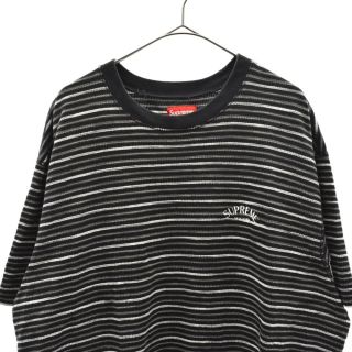 Supreme シュプリーム Tシャツ サイズ:S クラシックロゴ グラデーション ボーダー クルーネック 半袖 Tシャツ Gradient Striped S/S Top 18AW ブラック ホワイト 黒白 トップス カットソー 【メンズ】