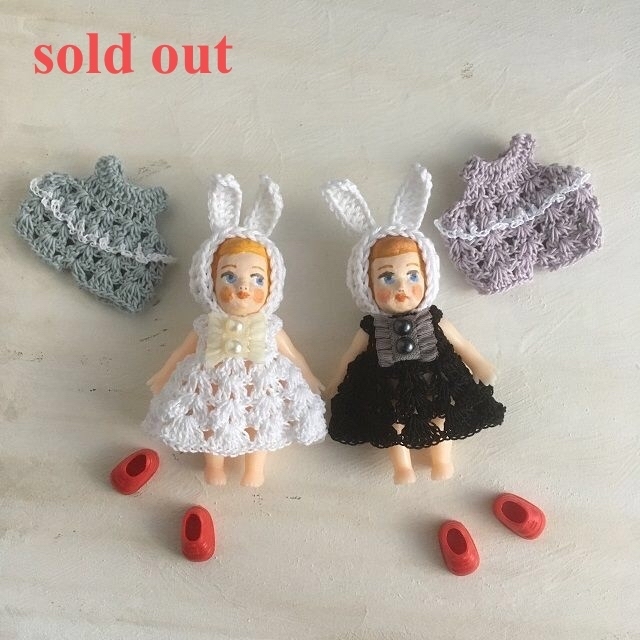 sold out 人形＋ドール服2 粘土ヘッド　ミニドールの服着られます