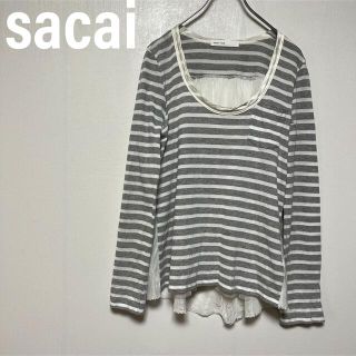 サカイラック(sacai luck)のサカイ　sacai カットソー　長袖　Tシャツ　オーバルネック　シフォン(Tシャツ/カットソー(七分/長袖))