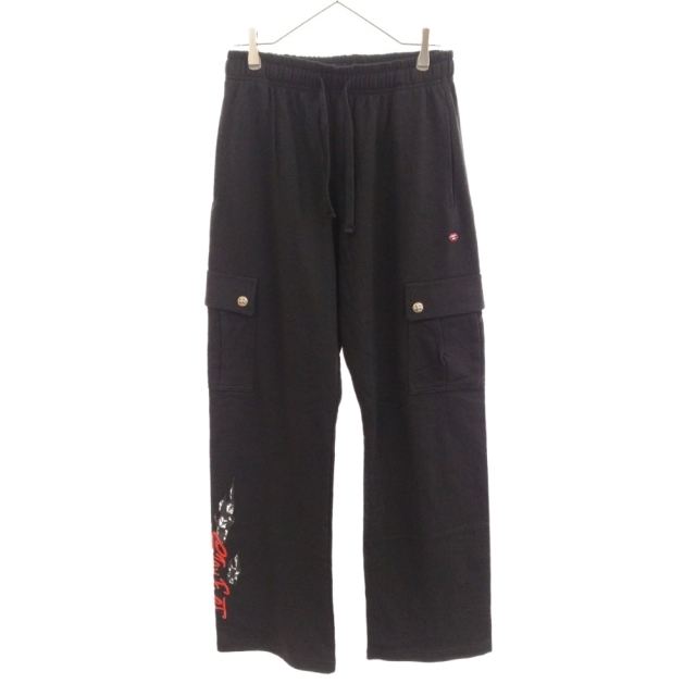 26センチ表記サイズCHROME HEARTS クロムハーツ PPO CAUTION SWTCRGPANTS MATTY BOY マッティボーイ スウェットカーゴロングパンツ ブラック