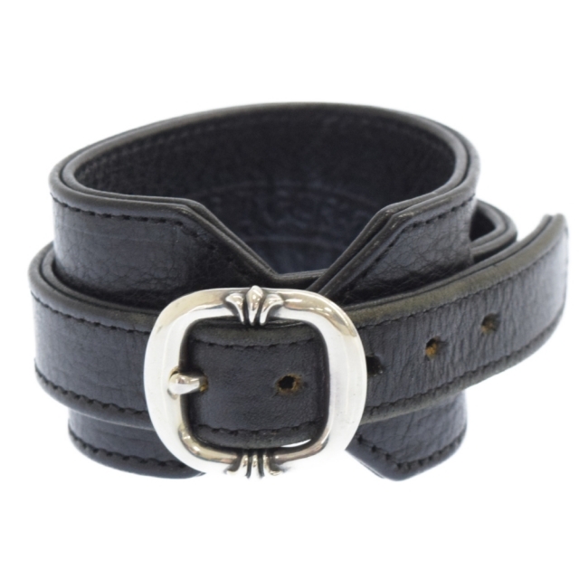 Chrome Hearts(クロムハーツ)のCHROME HEARTS クロムハーツ RR TINY BUCKLE/ロックンロール レザーブレスレット ブラック メンズのアクセサリー(ブレスレット)の商品写真