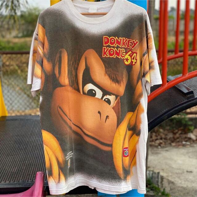 90s Donkey Kong ドンキーコング 総柄 AOP Tシャツ 64