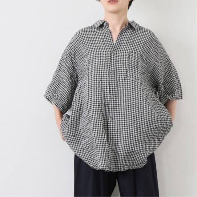 JOURNAL STANDARD(ジャーナルスタンダード)のえりぴぃ様専用◆新品◆今期◆ラックス◆リネンギンガム ティポシャツ◆ブラック レディースのトップス(シャツ/ブラウス(半袖/袖なし))の商品写真