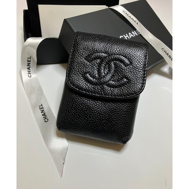 美品  CHANEL キャビアスキン シガレットケース美品ブラック正規品小物入れ