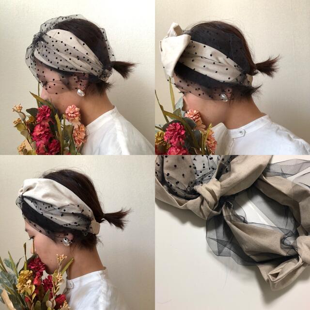 CA4LA(カシラ)のlinen blend 3WAY dottulle hairband レディースのヘアアクセサリー(ヘアバンド)の商品写真