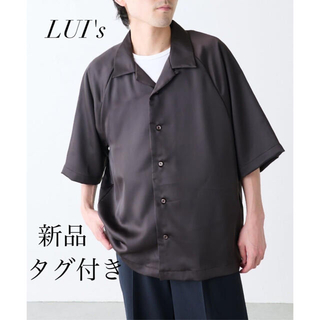 ルイス(Lui's)の【Lui's】サテンオープンカラーショートスリーブシャツ　CGY　新品タグ付き(シャツ)