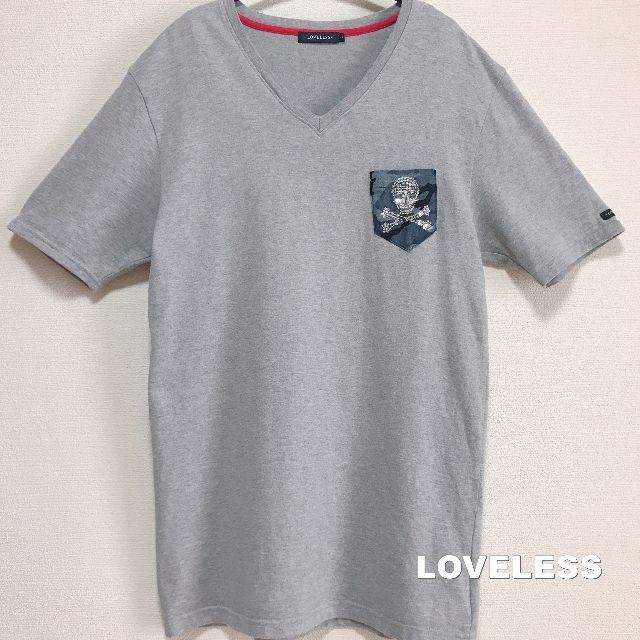 LOVELESS(ラブレス)の【LOVELESS】ラブレス カモフラポケット スパンコールスカル Tシャツ メンズのトップス(Tシャツ/カットソー(半袖/袖なし))の商品写真