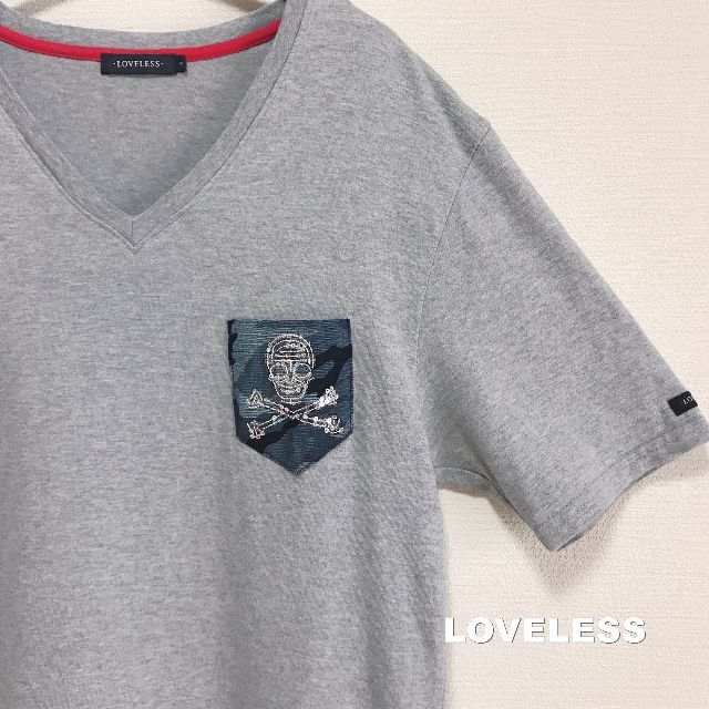 LOVELESS(ラブレス)の【LOVELESS】ラブレス カモフラポケット スパンコールスカル Tシャツ メンズのトップス(Tシャツ/カットソー(半袖/袖なし))の商品写真