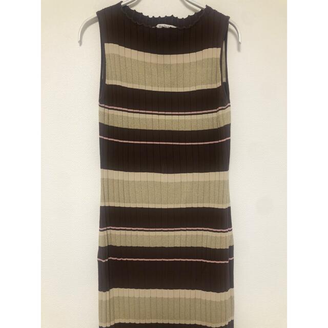 【らみ様専用】Cotton Striped Ribbed Knit Dress レディースのワンピース(ロングワンピース/マキシワンピース)の商品写真
