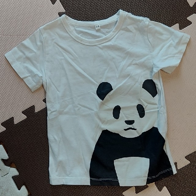 MUJI (無印良品)(ムジルシリョウヒン)の無印良品　パンダ　110　Tシャツ　半袖　白　シミあり キッズ/ベビー/マタニティのキッズ服男の子用(90cm~)(Tシャツ/カットソー)の商品写真