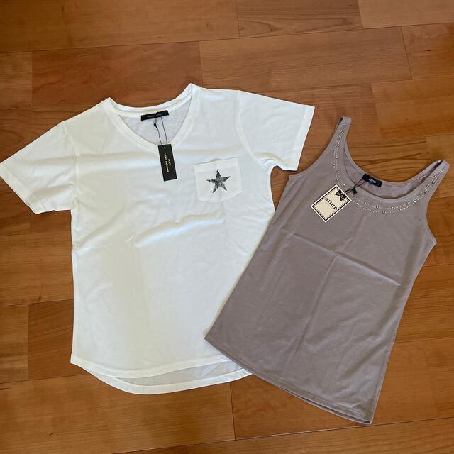 VENCE EXCHANGE(ヴァンスエクスチェンジ)のTシャツ&キャミソール　2枚セット レディースのトップス(Tシャツ(半袖/袖なし))の商品写真