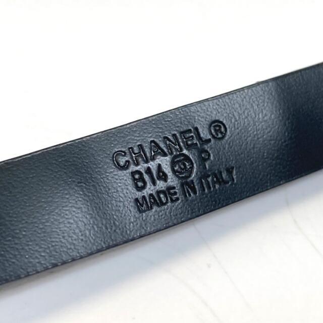 シャネル CHANEL B14P CC ココマーク チェーン ベルト レザー ブルー