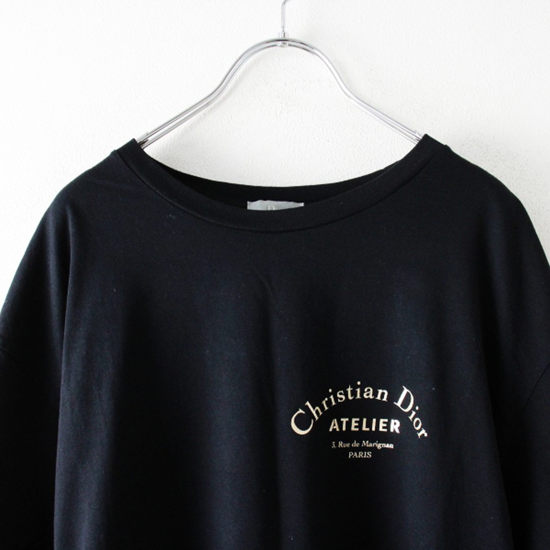 Dior HOMME ディオール オム サテン素材 前後切り替え クルーネック 半袖 Tシャツ XS/ブラック トップス【2400012898981】