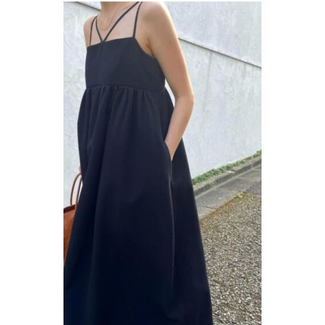 クラネ CLANEデザインストラップ ギャザーワンピース - ロング