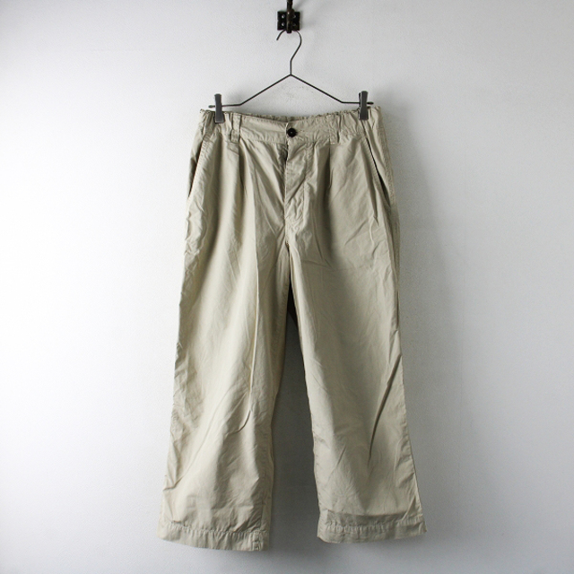 MARGARET HOWELL(マーガレットハウエル)のMHL. エムエイチエル マーガレットハウエル FINE COMPACT COTTON POPLIN  ワイドパンツ 3/ベージュ【2400012913684】 レディースのパンツ(カジュアルパンツ)の商品写真