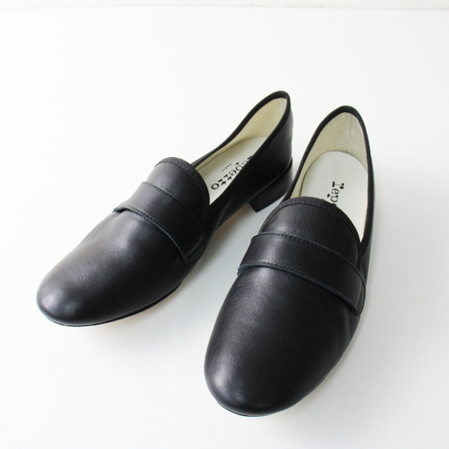 極美品 Repetto レペット Michael Loafers マイケル レザーローファー 38.5/ブラック 24.3cm【2400012913394】