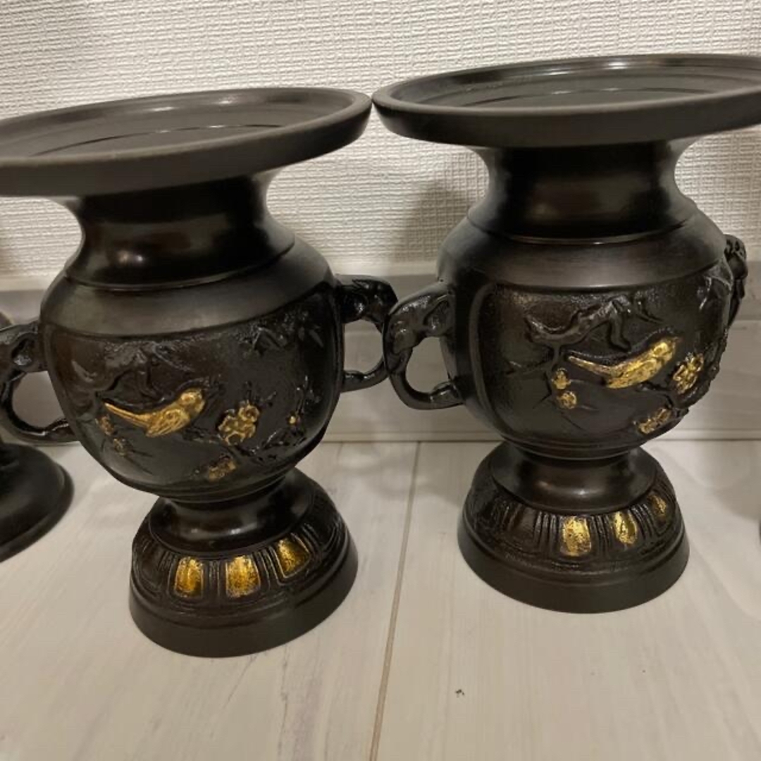 売切り 未使用品 真鍮 煮色 仏具 花立 ろうそく立て 売切り 未使用品 真鍮 煮色 仏具 花立 ろうそく立て