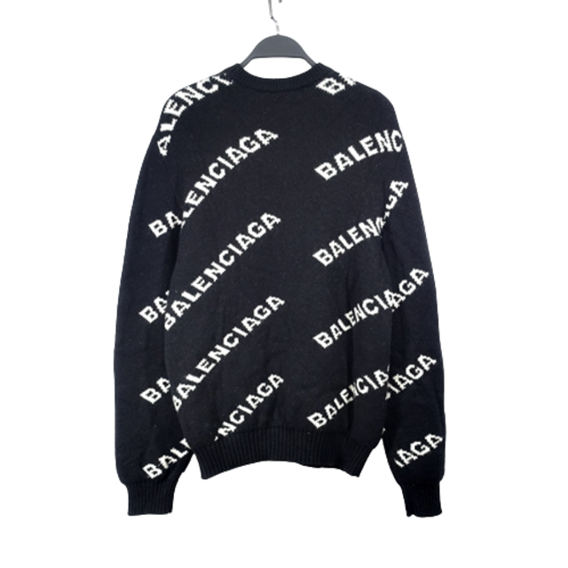 最新作 Balenciaga - BALENCIAGA 18aw インターシャロゴ クルーネック