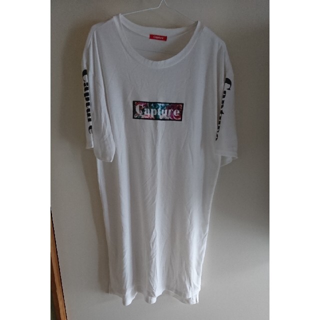 ロング丈Tシャツ ホワイト プリント L レディースのトップス(Tシャツ(半袖/袖なし))の商品写真