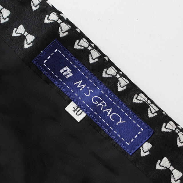 美品 M'S GRACY エムズグレイシー リボンジャガード バルーンスカート 40/ブラック【2400012920804】 4