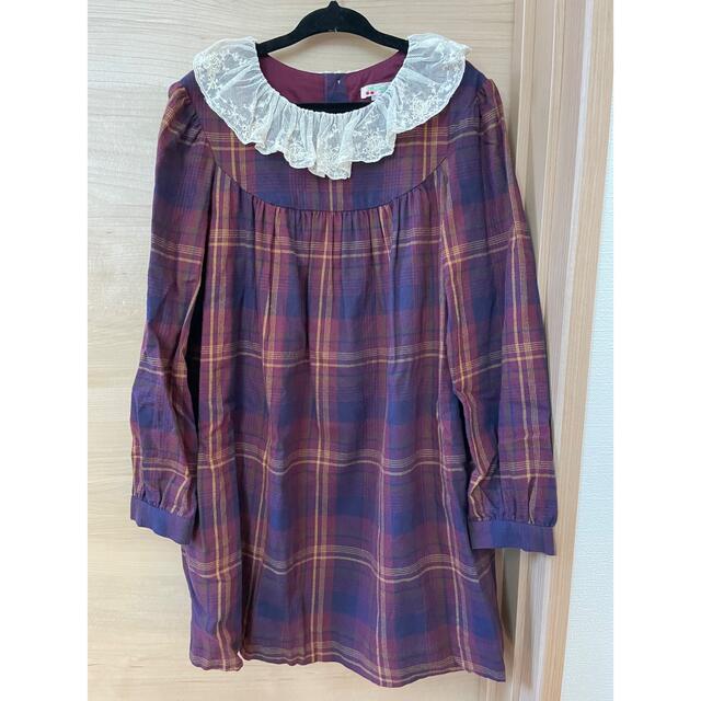 Bonpoint(ボンポワン)のbonpoint21fwチェックワンピース8 キッズ/ベビー/マタニティのキッズ服女の子用(90cm~)(ワンピース)の商品写真