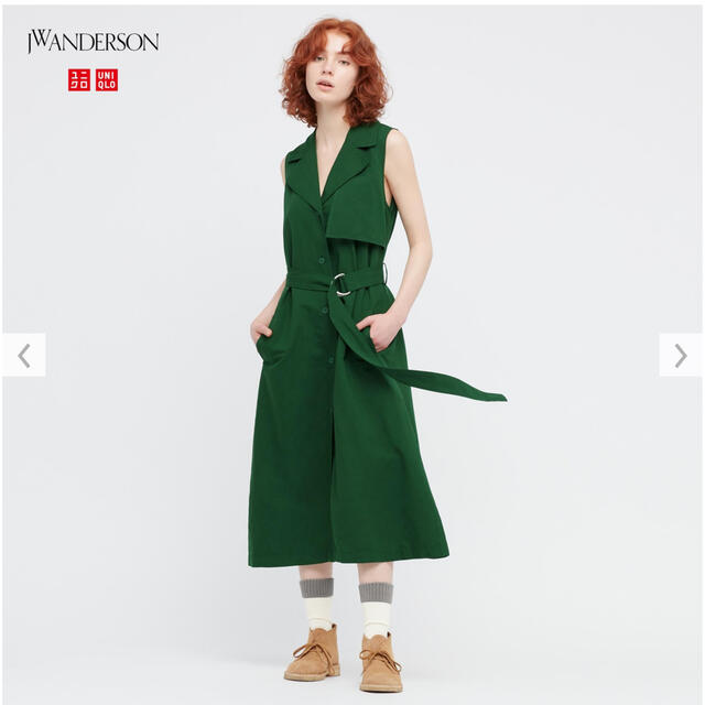 UNIQLO(ユニクロ)のヤスイモノ様専用　UNIQLOJW ANDERSON リネンブレンドラペルワンピ レディースのワンピース(ロングワンピース/マキシワンピース)の商品写真