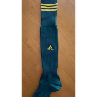 アディダス(adidas)のサッカー用ソックス グリーン(文字と上の3本ラインはイエロー)25cm～27cm(ソックス)