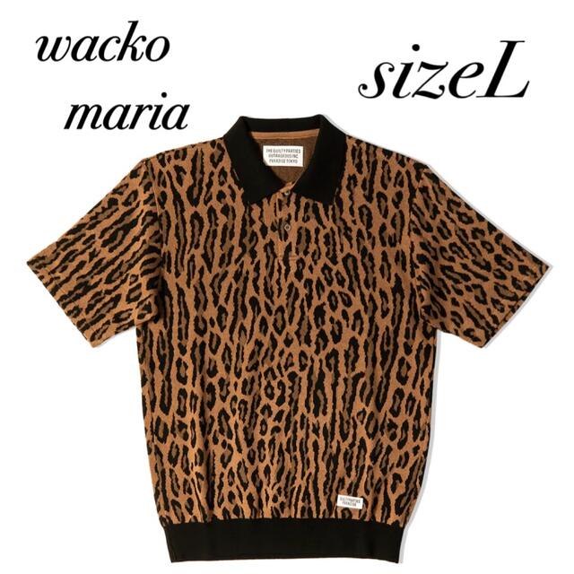 WACKOMARIA ニットポロ レオパード ブラウン - ポロシャツ