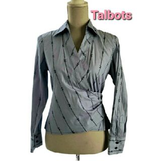 タルボット(TALBOTS)の美品　Talbots   背中がリボンの可愛いカシュクールブラウス　コットン(シャツ/ブラウス(長袖/七分))