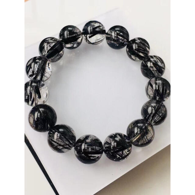 ⭐︎【天然】ブラックルチルクォーツ ブレスレット 15.5mm-