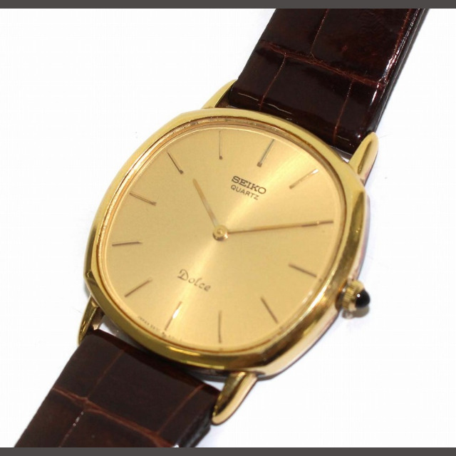 SEIKO DOLCEセイコードルチェ 腕時計 クォーツ 14K ゴールド色 茶