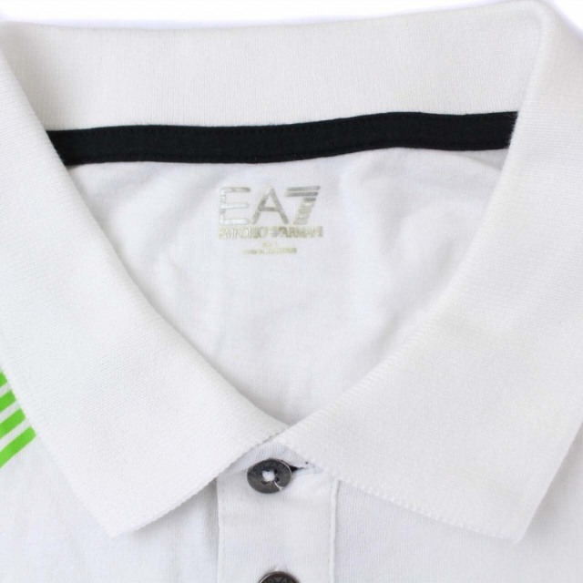 Emporio Armani(エンポリオアルマーニ)のエンポリオアルマーニ  ポロシャツ 半袖 ライン L 白 ホワイト 緑 メンズのトップス(ポロシャツ)の商品写真