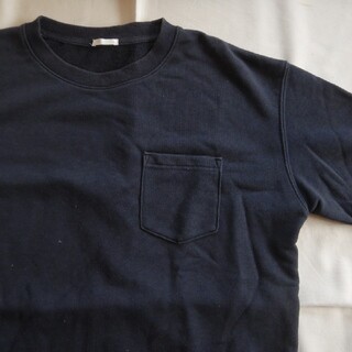 ジーユー(GU)のGU　スウェット半袖Tシャツ　紺(Tシャツ/カットソー(半袖/袖なし))