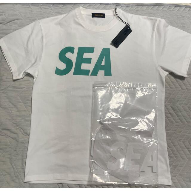 windand sea ウィンダンシー今期新作ロゴTシャツL白ティファニーブルー