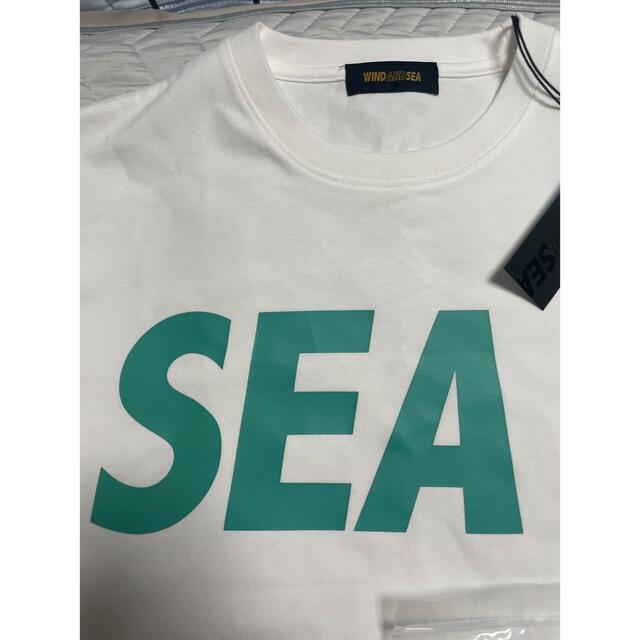 windand sea ウィンダンシー今期新作ロゴTシャツL白ティファニーブルー