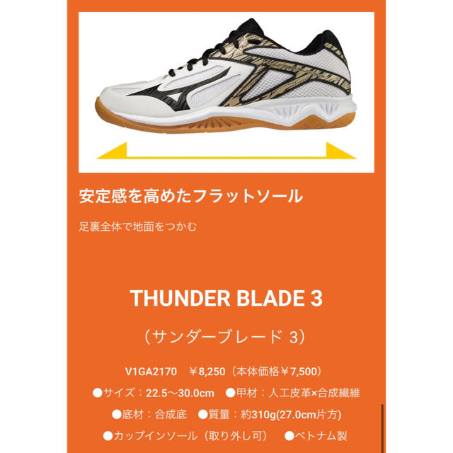 MIZUNO(ミズノ)のミズノ　「THUNDER BLADE 3」バレーシューズ スポーツ/アウトドアのスポーツ/アウトドア その他(バレーボール)の商品写真