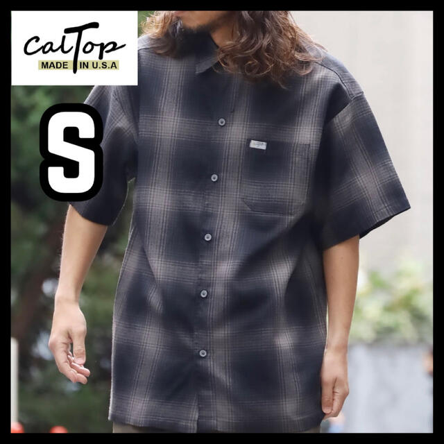 CALTOP(カルトップ)の少量入荷❇️CALTOP キャルトップ 半袖チェックシャツ ブラックチャコールS メンズのトップス(シャツ)の商品写真