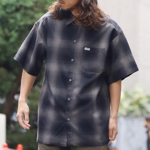 CALTOP(カルトップ)の少量入荷❇️CALTOP キャルトップ 半袖チェックシャツ ブラックチャコールS メンズのトップス(シャツ)の商品写真