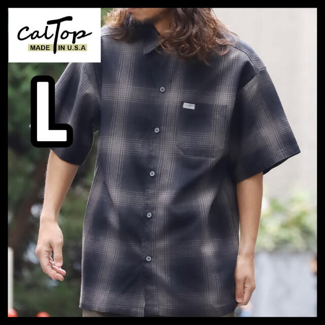 熊さん_CALTOP少量入荷❇️CALTOP キャルトップ 半袖チェックシャツ ブラックチャコールL