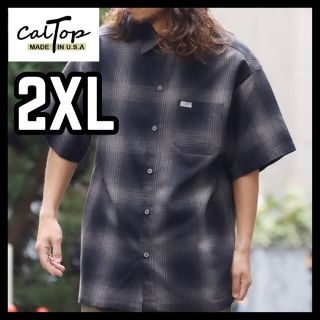 カルトップ(CALTOP)の少量入荷❇️CALTOP キャルトップ半袖チェックシャツブラックチャコール2XL(シャツ)